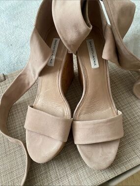 Saks Fifth Avenue Blush Suede Ankle-Tie Wedge Sandals